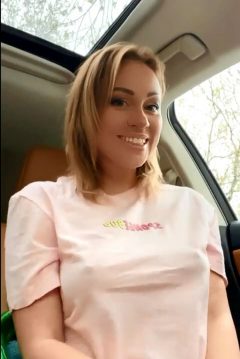 big nipples pokies braless top in the car pic