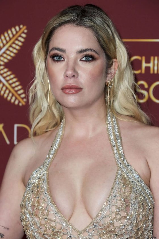 Ashley Benson braless boobs in see-through dress! (5 photos)