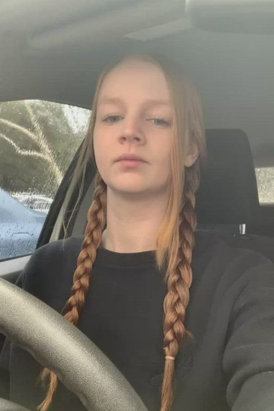 Amateur Redhead Bored in Traffic! (gif)