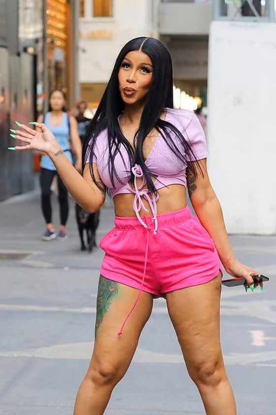 Cardi B rocks in hot pants and crop top