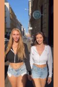 two sexy hot girls flashing on the streeets