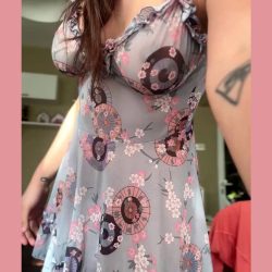 sexy teen babe with no bra and no oanties in a dress