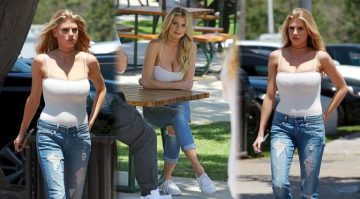 Charlotte McKinney braless raises the temperature in Malibu!