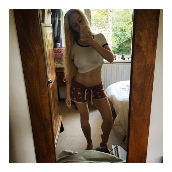 Busty blonde Lucy Rose Jones boobs braless top selfie