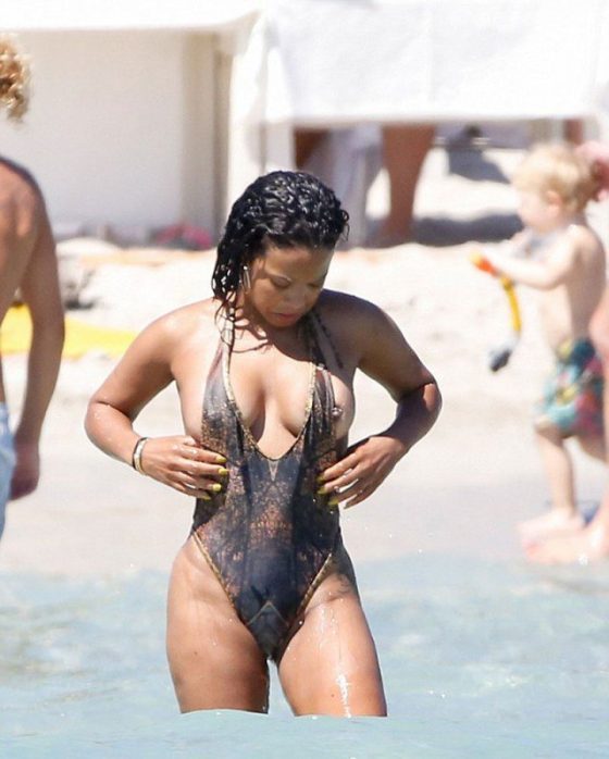 Christina Milian Nip Slip In Sexy Swimsuit